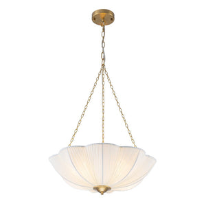 LightFixturesUSA - Boho Pleated Flower White Fabric Cage Pendant Light - Pendant Light - 19.3 in (Pre - Order) - 