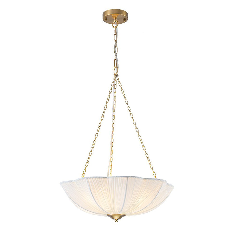 LightFixturesUSA - Boho Pleated Flower White Fabric Cage Pendant Light - Pendant Light - 19.3 in (Pre - Order) - 