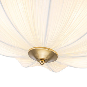 LightFixturesUSA - Boho Pleated Flower White Fabric Cage Pendant Light - Pendant Light - 19.3 in (Pre - Order) - 