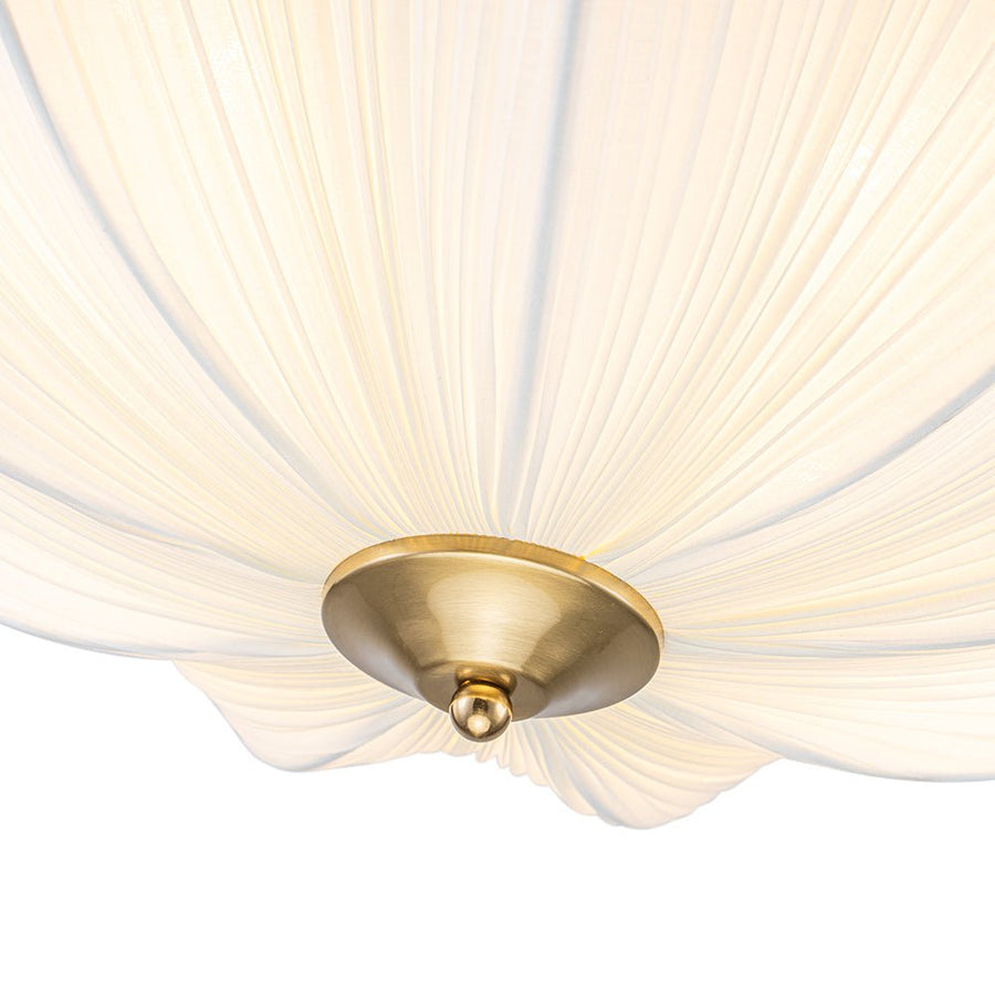 LightFixturesUSA - Boho Pleated Flower White Fabric Cage Pendant Light - Pendant Light - 19.3 in (Pre - Order) - 