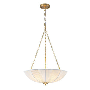 LightFixturesUSA - Boho Pleated Flower White Fabric Cage Pendant Light - Pendant Light - 19.3 in (Pre - Order) - 