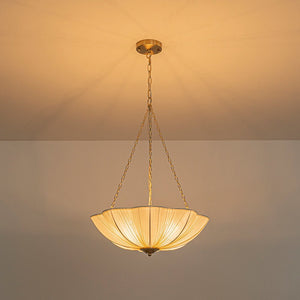 LightFixturesUSA - Boho Pleated Flower White Fabric Cage Pendant Light - Pendant Light - 19.3 in (Pre - Order) - 