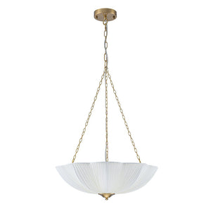 LightFixturesUSA - Boho Pleated Flower White Fabric Cage Pendant Light - Pendant Light - 19.3 in (Pre - Order) - 