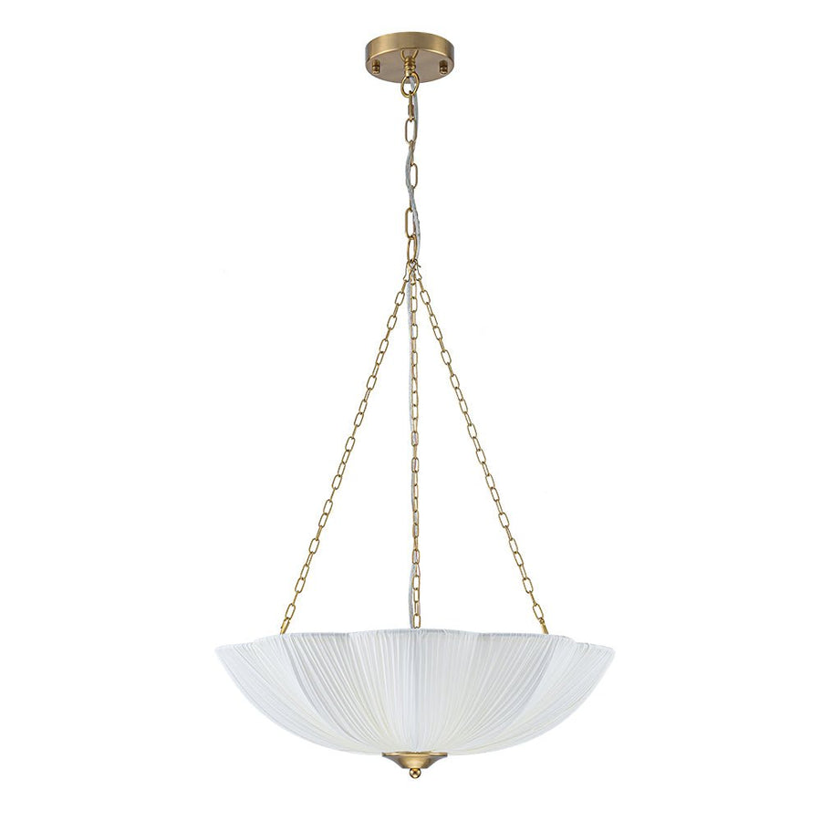 LightFixturesUSA - Boho Pleated Flower White Fabric Cage Pendant Light - Pendant Light - 19.3 in (Pre - Order) - 