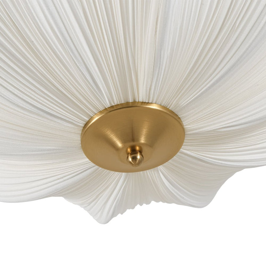 LightFixturesUSA - Boho Pleated Flower White Fabric Semi Flush Mount - Ceiling Light - 19.5 in - 