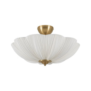 LightFixturesUSA - Boho Pleated Flower White Fabric Semi Flush Mount - Ceiling Light - 19.5 in - 