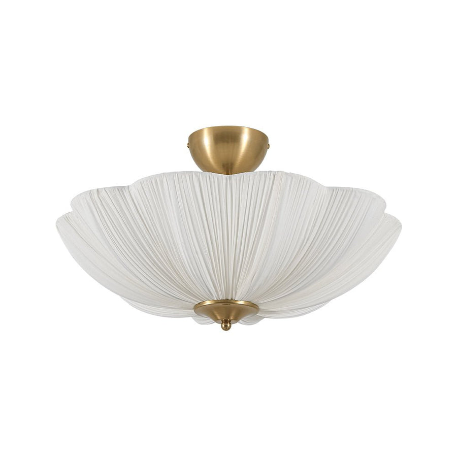 LightFixturesUSA - Boho Pleated Flower White Fabric Semi Flush Mount - Ceiling Light - 19.5 in - 