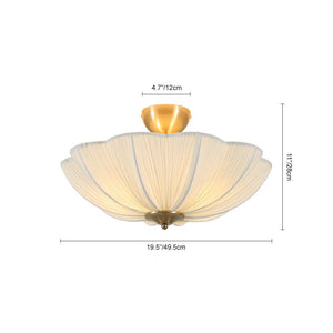 LightFixturesUSA - Boho Pleated Flower White Fabric Semi Flush Mount - Ceiling Light - 19.5 in - 