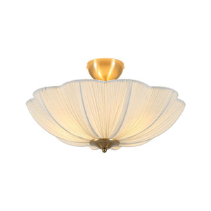 LightFixturesUSA - Boho Pleated Flower White Fabric Semi Flush Mount - Ceiling Light - 19.5 in - 