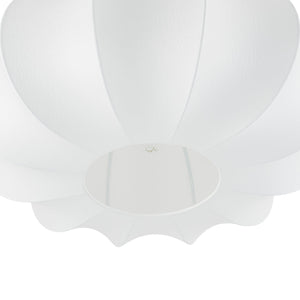 LightFixturesUSA-Boho Round White Silk Scalloped Cage Semi Flush Mount-Ceiling Light-19.7 in-