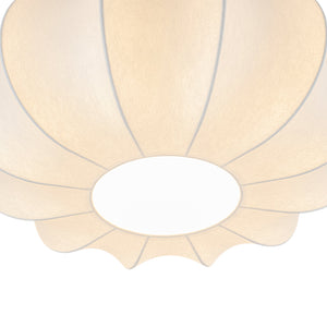 LightFixturesUSA-Boho Round White Silk Scalloped Cage Semi Flush Mount-Ceiling Light-19.7 in-