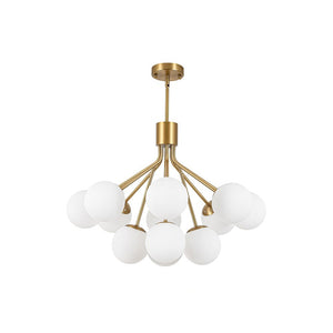 LightFixturesUSA-Bouquet Tiered Sputnik Pendant Frosted Glass Bubble Chandelier-Chandelier-Brass-
