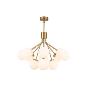 LightFixturesUSA-Bouquet Tiered Sputnik Pendant Frosted Glass Bubble Chandelier-Chandelier-Brass-