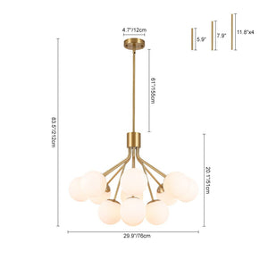 LightFixturesUSA-Bouquet Tiered Sputnik Pendant Frosted Glass Bubble Chandelier-Chandelier-Brass-