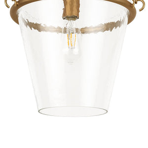 LightFixturesUSA - Brass 1 - Light Clear Textured Glass Conical Cage Pendant - Pendant Light - Brass - 