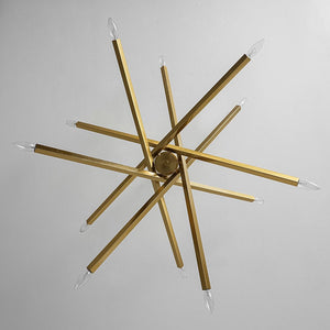 LightFixturesUSA - Brass 12 - Light Adjustable Linear Rod Sputnik Chandelier - Chandelier - Brass - 