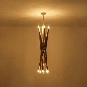 LightFixturesUSA - Brass 12 - Light Adjustable Linear Rod Sputnik Chandelier - Chandelier - Brass - 
