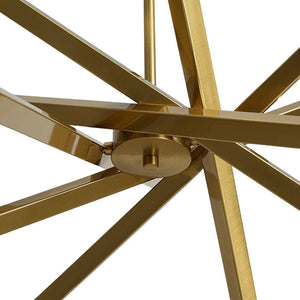 LightFixturesUSA - Brass 12 - Light Adjustable Linear Rod Sputnik Chandelier - Chandelier - Brass - 