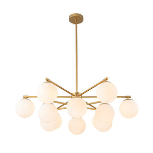 LightFixturesUSA - Brass 2 - Tier Sputnik Frosted Glass Bubble Pendant Chandelier - Chandelier - Brass (Exclusive Offer) - 