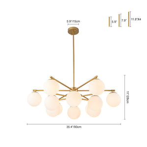 LightFixturesUSA - Brass 2 - Tier Sputnik Frosted Glass Bubble Pendant Chandelier - Chandelier - Brass (Exclusive Offer) - 