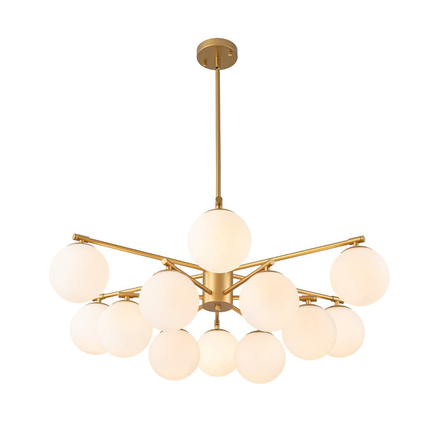 LightFixturesUSA - Brass 2 - Tier Sputnik Frosted Glass Bubble Pendant Chandelier - Chandelier - Brass (Exclusive Offer) - 