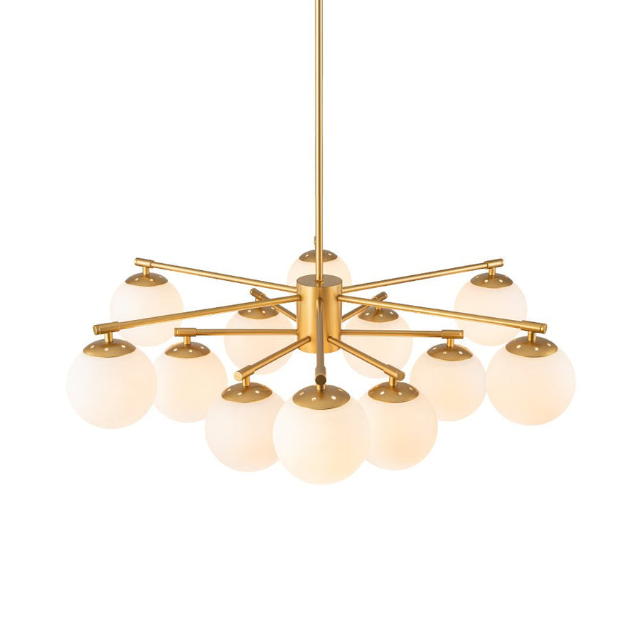 LightFixturesUSA - Brass 2 - Tier Sputnik Frosted Glass Bubble Pendant Chandelier - Chandelier - Brass (Exclusive Offer) - 