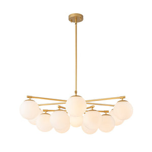 LightFixturesUSA - Brass 2 - Tier Sputnik Frosted Glass Bubble Pendant Chandelier - Chandelier - Brass (Exclusive Offer) - 