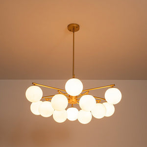 LightFixturesUSA - Brass 2 - Tier Sputnik Frosted Glass Bubble Pendant Chandelier - Chandelier - Brass (Exclusive Offer) - 