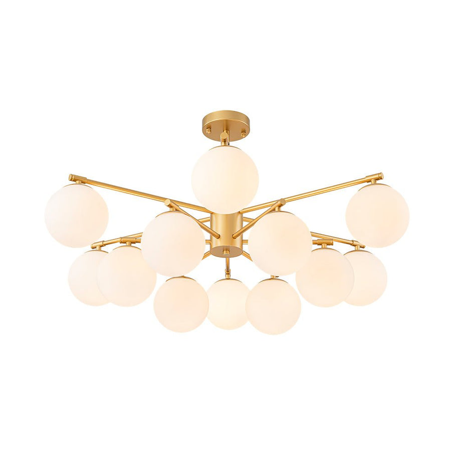 LightFixturesUSA - Brass 2 - Tier Sputnik Frosted Glass Bubble Pendant Chandelier - Chandelier - Brass (Exclusive Offer) - 