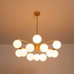 LightFixturesUSA - Brass 2 - Tier Sputnik Frosted Glass Bubble Pendant Chandelier - Chandelier - Brass (Exclusive Offer) - 