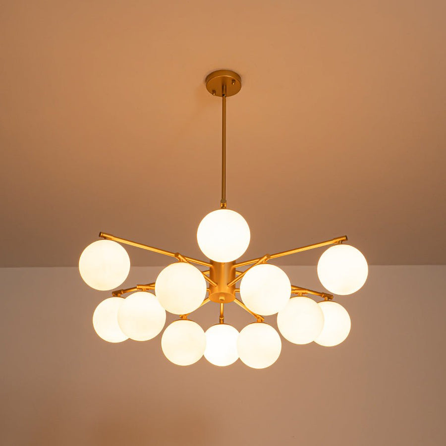 LightFixturesUSA - Brass 2 - Tier Sputnik Frosted Glass Bubble Pendant Chandelier - Chandelier - Brass (Exclusive Offer) - 