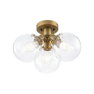 LightFixturesUSA - Brass 3 - Light Clear Glass Glass Globe Ceiling Light - Ceiling Light - Gold - 