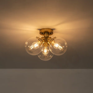 LightFixturesUSA - Brass 3 - Light Clear Glass Glass Globe Ceiling Light - Ceiling Light - Gold - 