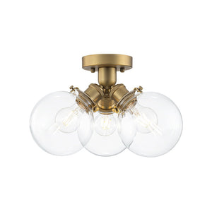LightFixturesUSA - Brass 3 - Light Clear Glass Glass Globe Ceiling Light - Ceiling Light - Gold - 