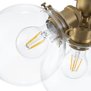LightFixturesUSA - Brass 3 - Light Clear Glass Glass Globe Ceiling Light - Ceiling Light - Gold - 