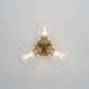 LightFixturesUSA - Brass 3 - Light Clear Glass Glass Globe Ceiling Light - Ceiling Light - Gold - 