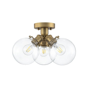 LightFixturesUSA - Brass 3 - Light Clear Glass Glass Globe Ceiling Light - Ceiling Light - Gold - 