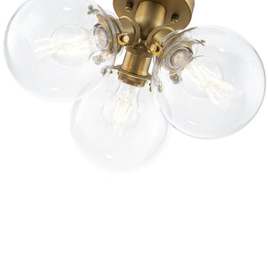 LightFixturesUSA - Brass 3 - Light Clear Glass Glass Globe Ceiling Light - Ceiling Light - Gold - 