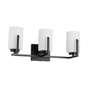 LightFixturesUSA - Brass 3 - Light Frosted Glass Cylindrical Shade Vanity Wall Sconce - Wall Sconce - Black - 
