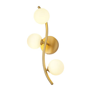 LightFixturesUSA - Brass 3 - Light Frosted Glass Globe Semi Flush Wall Lamp - Wall Sconce - Brass - 