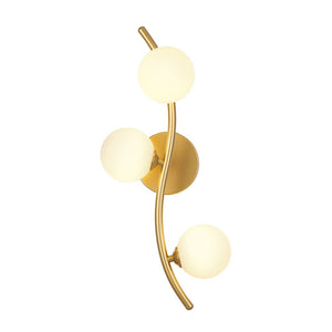 LightFixturesUSA - Brass 3 - Light Frosted Glass Globe Semi Flush Wall Lamp - Wall Sconce - Brass - 