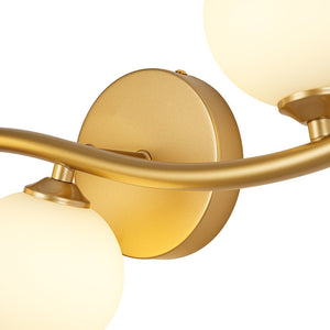 LightFixturesUSA - Brass 3 - Light Frosted Glass Globe Semi Flush Wall Lamp - Wall Sconce - Brass - 