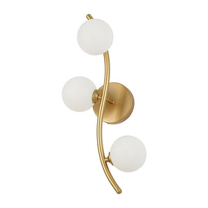 LightFixturesUSA - Brass 3 - Light Frosted Glass Globe Semi Flush Wall Lamp - Wall Sconce - Brass - 