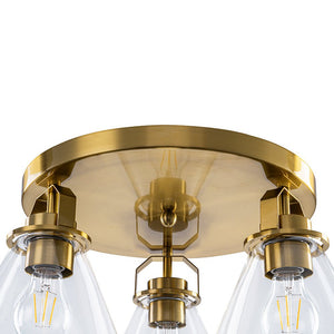 LightFixturesUSA - Brass 3 - Light Glass Conical Shade Round Ceiling Light - Ceiling Light - Brass - 