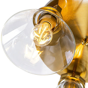 LightFixturesUSA - Brass 3 - Light Glass Conical Shade Round Ceiling Light - Ceiling Light - Brass - 