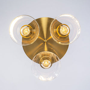 LightFixturesUSA - Brass 3 - Light Glass Conical Shade Round Ceiling Light - Ceiling Light - Brass - 