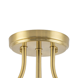 LightFixturesUSA-Brass 3-Light Hammered Glass Bowl Semi Flush Mount-Ceiling Light-Brass-