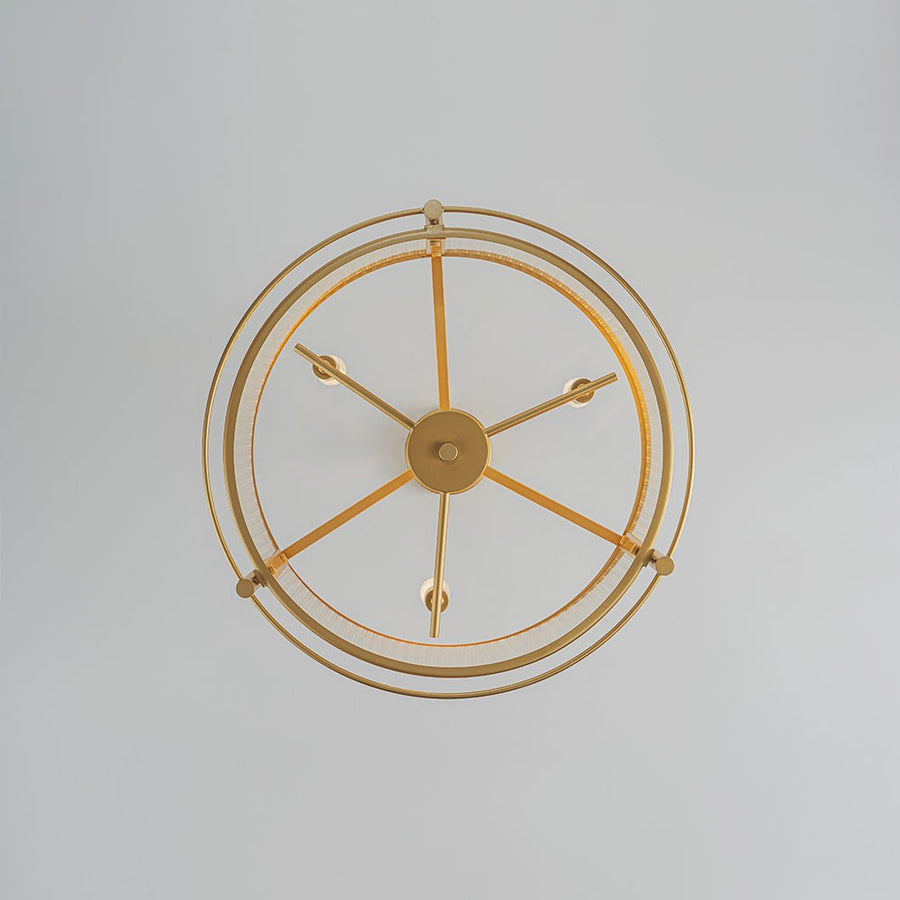 LightFixturesUSA - Brass 3 - Light Ribbed Glass Drum Lantern Pendant Light - Chandelier - Brass - 