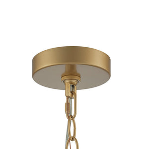 LightFixturesUSA - Brass 3 - Light Ribbed Glass Drum Lantern Pendant Light - Chandelier - Brass - 
