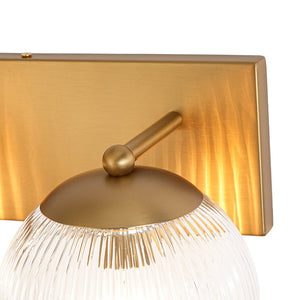 LightFixturesUSA-Brass 3-Light Ribbed Glass Globe Bathroom Vanity Wall Lamp-Wall Sconce-Brass-